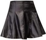 NObrand Otoño Vintage Mujer Falda Plisada Sexy Cintura Alta Faldas de Cuero Negro PU Mini Faldas Cortas Vintage