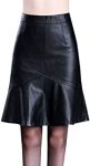 LPATTERN Falda de Piel Sintética con Cremallera Plisada para Mujer Midi Falda de Cuero Tubo con Cintura Alta